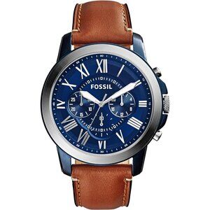 🆕Men Brown Watch with Chronograph or Automatic Display and Genuine Leather Band
